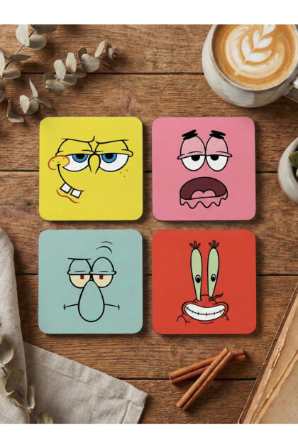 Sünger Bob 4'lü MDF Bardak Altlığı