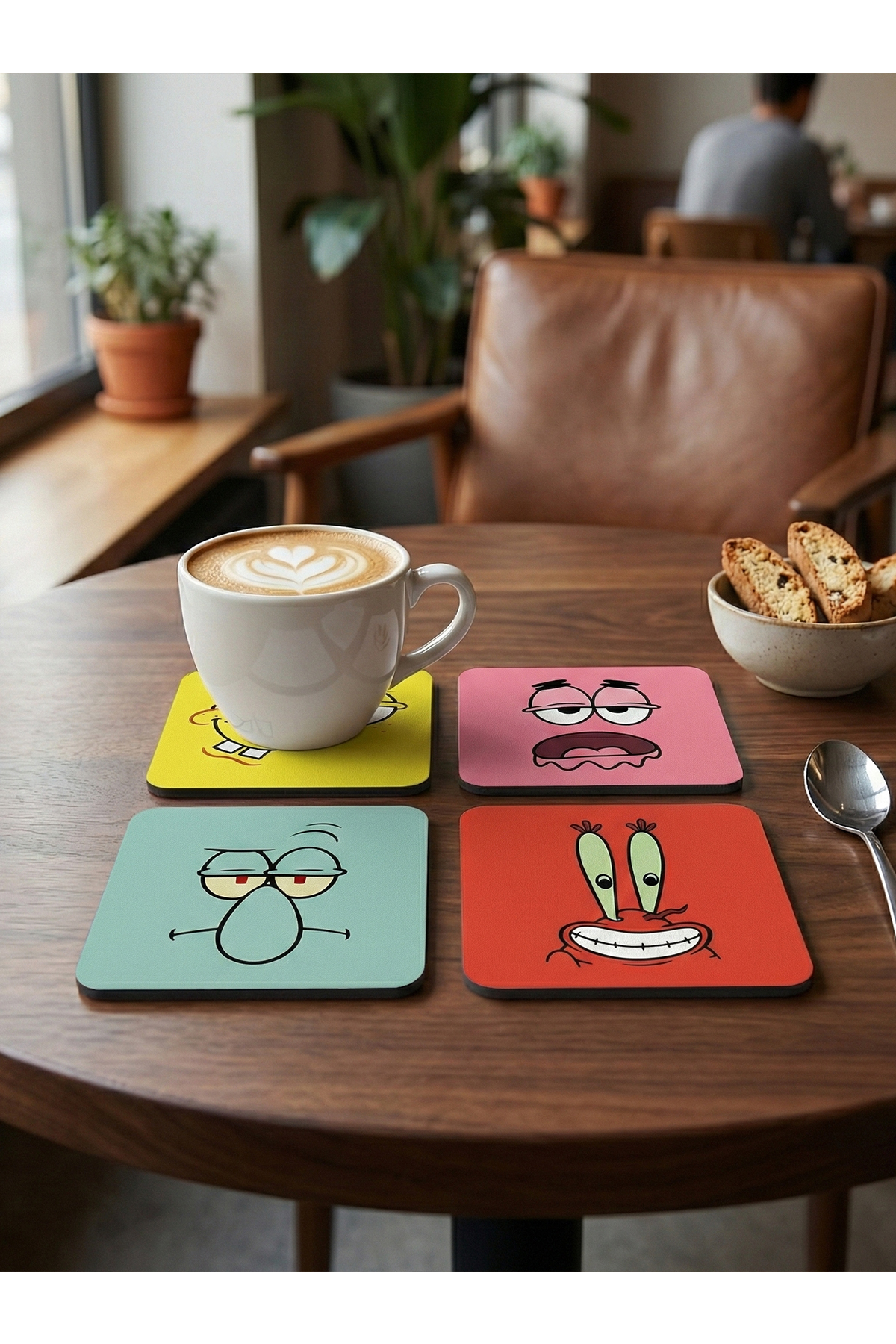 Sünger Bob 4'lü MDF Bardak Altlığı - Görsel 2
