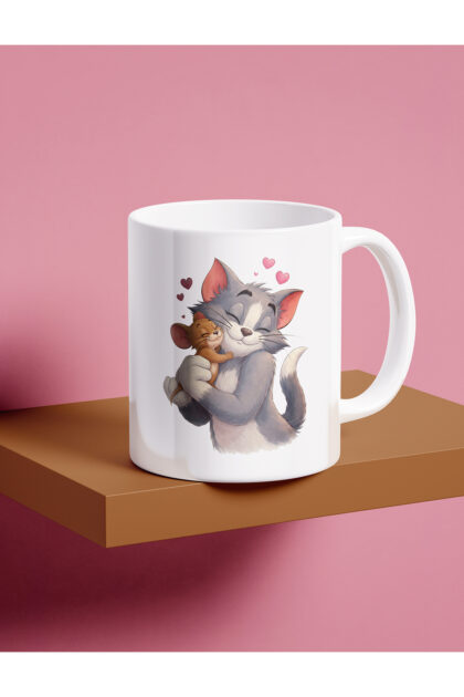 Tom & Jerry Temalı Beyaz Kupa